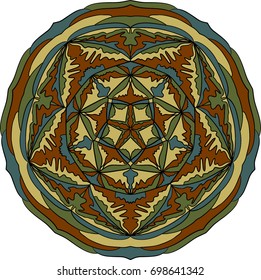 Abstract vector mandala in camouflage colors.Vintage decorative design element for fashion army and military style. Can be used for textile, prints, clothing, cards, invitations, poster, home decor.