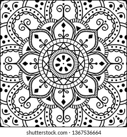 Abstract vector Mandala for coloring page