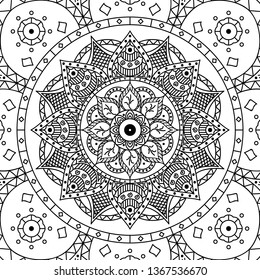 Abstract vector Mandala for coloring page