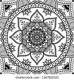 Abstract vector Mandala for coloring page