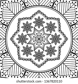Abstract vector Mandala for coloring page