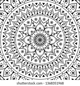 Abstract vector Mandala for coloring page