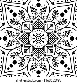 Abstract vector Mandala for coloring page