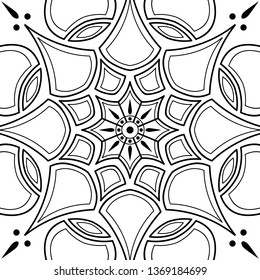 Abstract vector Mandala for coloring page
