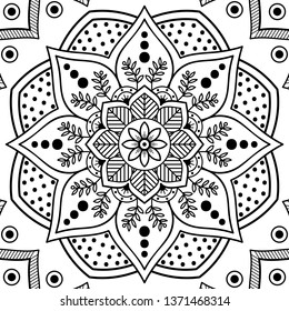 Abstract vector Mandala for coloring page