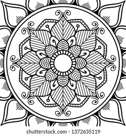 Abstract Vector Mandala for coloring page