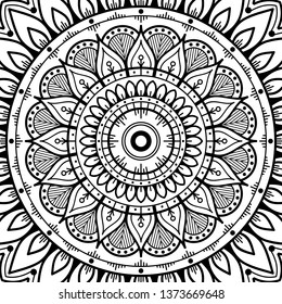 Abstract vector Mandala for coloring page