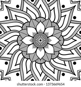 Abstract vector Mandala for coloring page