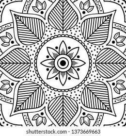 Abstract vector Mandala for coloring page