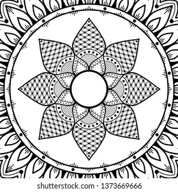 Abstract vector Mandala for coloring page
