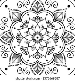 Abstract vector Mandala for coloring page