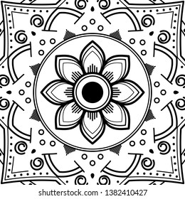 Abstract Vector Mandala for coloring page