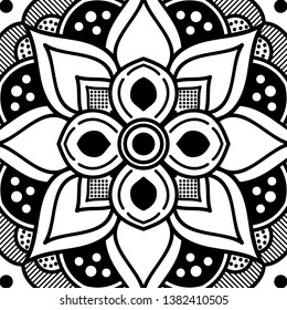 Abstract Vector Mandala for coloring page