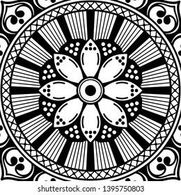 Abstract Vector Mandala for coloring page