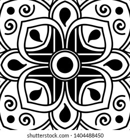 Abstract Vector Mandala for coloring page
