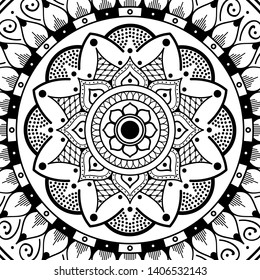 Abstract Vector Mandala for coloring page
