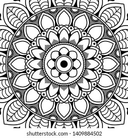 Abstract Vector Mandala for coloring page
