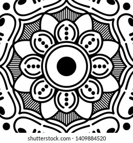 Abstract Vector Mandala for coloring page
