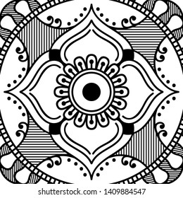 Abstract Vector Mandala for coloring page
