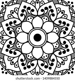 Abstract Vector Mandala for coloring page

