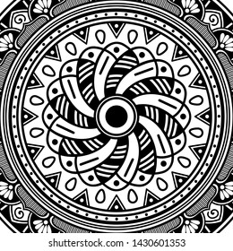 Abstract Vector Mandala for coloring page