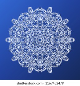 Abstract vector mandala, decorative snowflake.