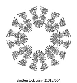 Abstract vector mandala. Floral frame. Anti stress coloring book page for adults.