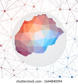 Abstract vector map of Alegranza. Technology in the island geometric style poster. Polygonal Alegranza map on 3d triangular mesh background. EPS10 Vector.