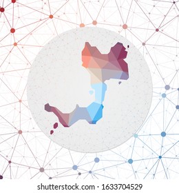 Abstract vector map of Canouan. Technology in the island geometric style poster. Polygonal Canouan map on 3d triangular mesh backgound. EPS10 Vector.