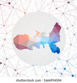 Abstract vector map of Elba. Technology in the island geometric style poster. Polygonal Elba map on 3d triangular mesh backgound. EPS10 Vector.