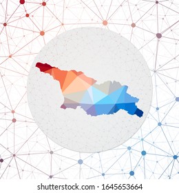 Abstract vector map of Georgia. Technology in the country geometric style poster. Polygonal Georgia map on 3d triangular mesh backgound. EPS10 Vector.