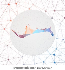 Abstract vector map of Grand Bahama. Technology in the island geometric style poster. Polygonal Grand Bahama map on 3d triangular mesh background. EPS10 Vector.