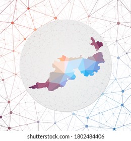 Abstract vector map of Guana Island. Technology in the island geometric style poster. Polygonal Guana map on 3d triangular mesh background. EPS10 Vector.