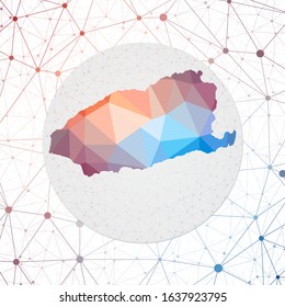 Abstract vector map of Imbros. Technology in the island geometric style poster. Polygonal Imbros map on 3d triangular mesh background. EPS10 Vector.