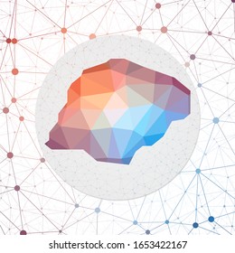 Abstract vector map of Inisheer. Technology in the island geometric style poster. Polygonal Inisheer map on 3d triangular mesh backgound. EPS10 Vector.