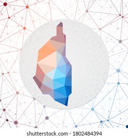 Mapa vector abstracto de la isla de Kapas. Afiche de estilo geométrico de la isla con tecnología. Mapa poligonal de Kapas sobre fondo triangular de malla 3d. Vector EPS10.