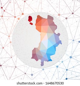 Abstract vector map of Ko Tao. Technology in the island geometric style poster. Polygonal Ko Tao map on 3d triangular mesh backgound. EPS10 Vector.