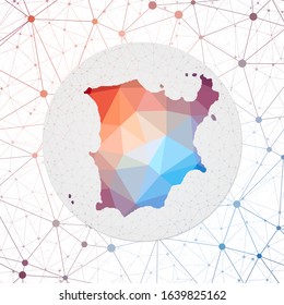 Abstract vector map of Koh Samui. Technology in the island geometric style poster. Polygonal Koh Samui map on 3D triangular mesh background. EPS10 Vector.