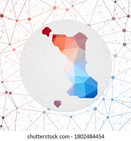 Abstract vector map of Malapascua Island. Technology in the island geometric style poster. Polygonal Malapascua map on 3d triangular mesh backgound. EPS10 Vector.