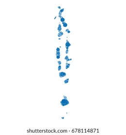 abstract vector map of maldives islands filled with circles of different diameters and shades of color isolated on white background