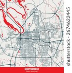 Abstract Vector Map of Montgomery, Alabama, United States for Home Wall Poster
