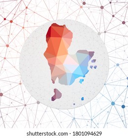 Abstract vector map of Redang Island. Technology in the island geometric style poster. Polygonal Redang map on 3d triangular mesh background. EPS10 Vector.