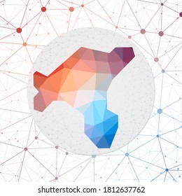 Abstract vector map of Salt Island. Technology in the island geometric style poster. Polygonal Salt map on 3d triangular mesh background. EPS10 Vector.