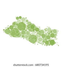 abstract vector map of salvador filled with circles of different diameters and shades of color isolated on white background
