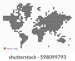 Abstract vector map of the world from dot forms with placemark for filling out infographic, business templates, covers, web sites, interfaces, business cards, catalogs, brochures, annual reports.