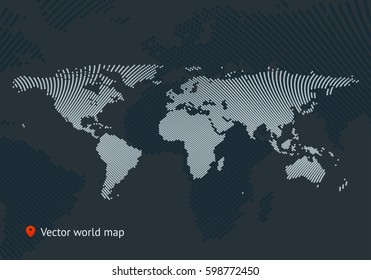 Abstract vector map of the world from dot forms with placemarks for filling out infographics, business templates, covers, web sites, interfaces, business cards, catalogs, brochures, annual reports.