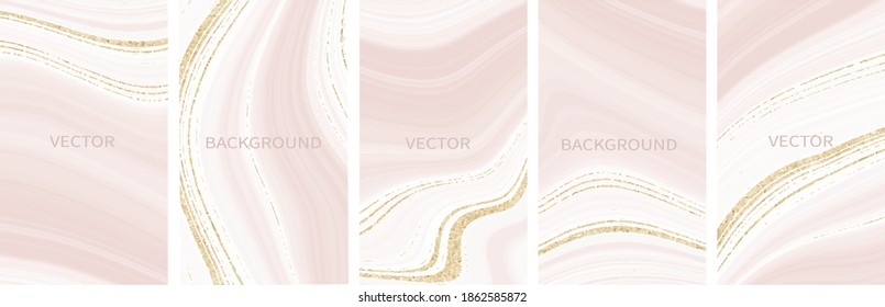 Abstract vector marble design background set for store. Design for social media, story, feed post. Glitter style.