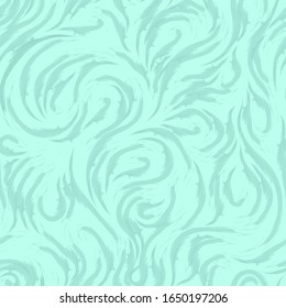 Abstract vector marine motif of smooth lines in the form of spirals of loops and curls.Texture for the design of fabrics or wrappers from waves or splashes of turquoise color.