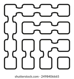 Abstractas laberinto de Vector. Patrón de línea negra. Formas geométricas. Esquema del rompecabezas.