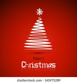 Abstract vector Merry Christmas theme - tree on red background